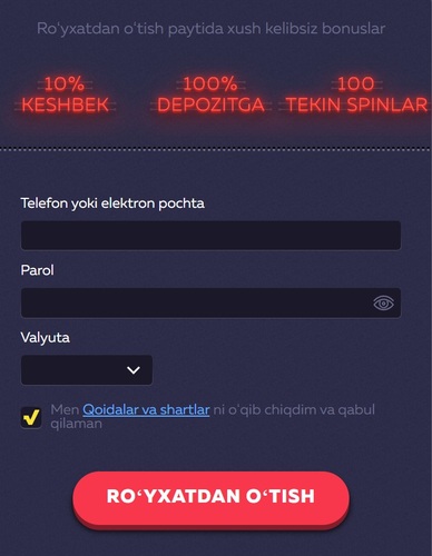 Ro‘yxatdan O‘tish